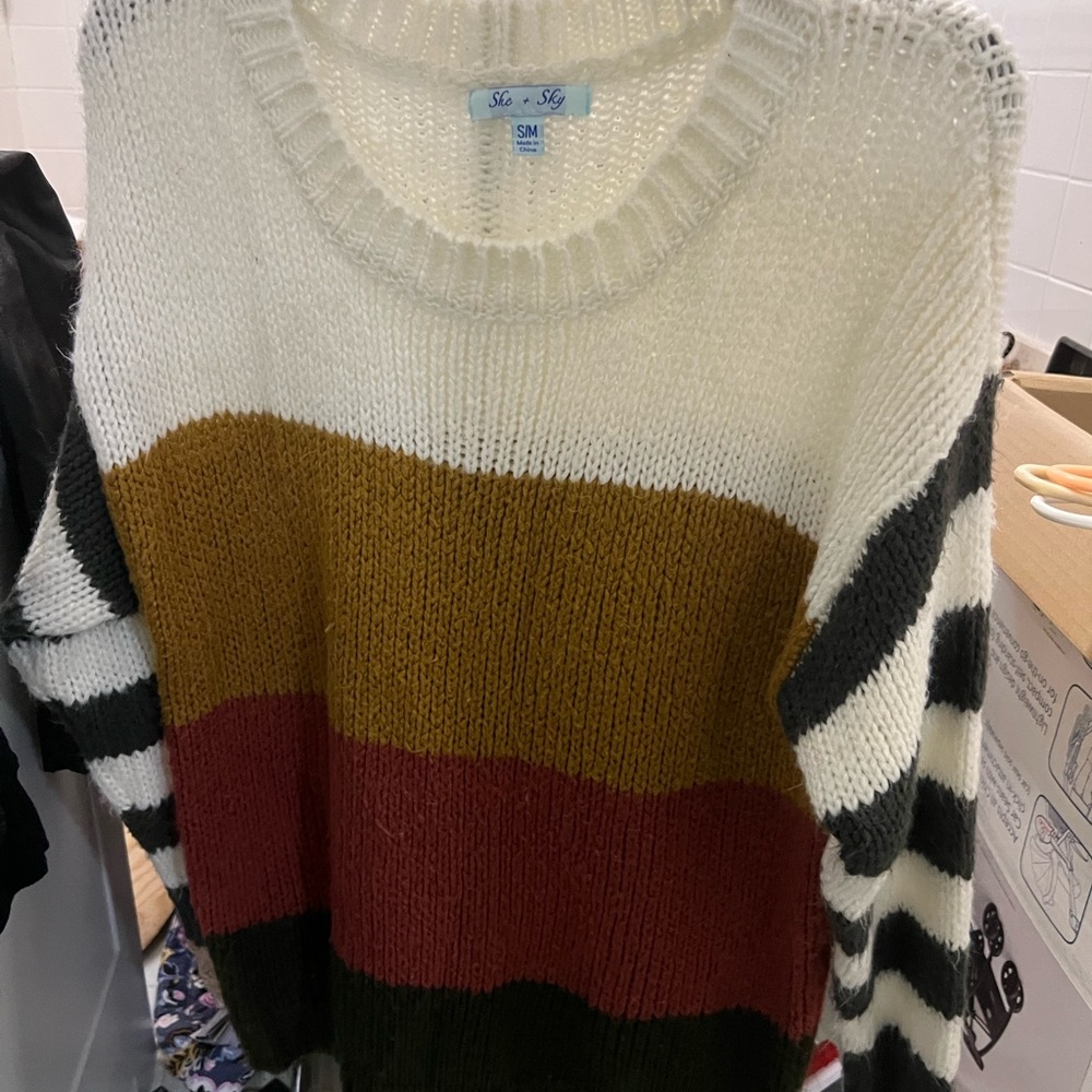 She + Sky Multicolor Striped Sweater